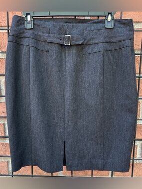 Banana Republic Dark Charcoal Gray Pencil Skirt with Belt Wool